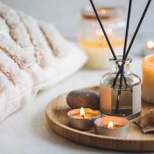 Cozy corner for home meditation and relaxation. Incorporate Self-Care